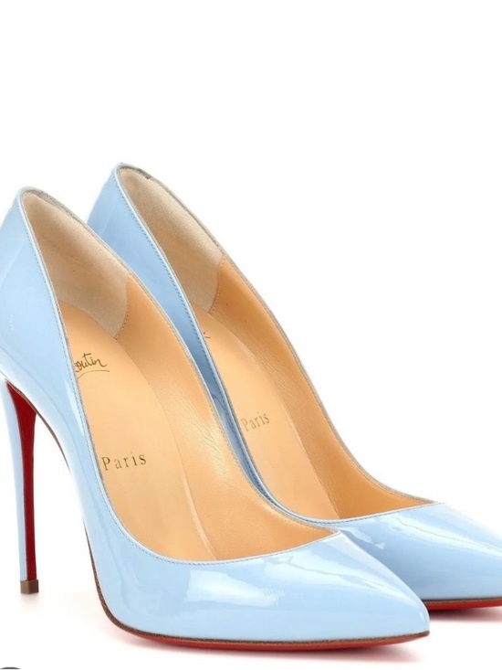 Christian Louboutin Light Blue Patent Pointed-Toe Pumps EUR SIZE 40 main image 0
